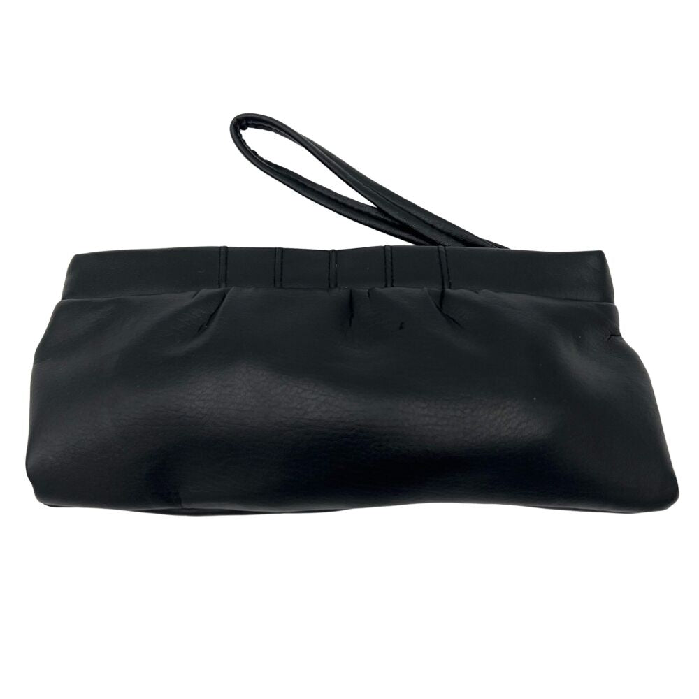 Pochette en cuir noir avec dragonne