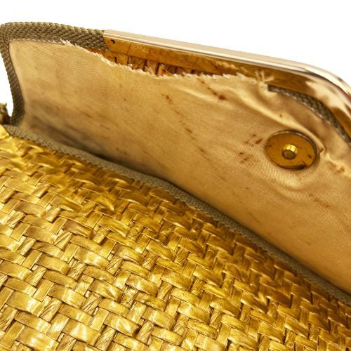 Sac à bandoulière en paille effet brillant