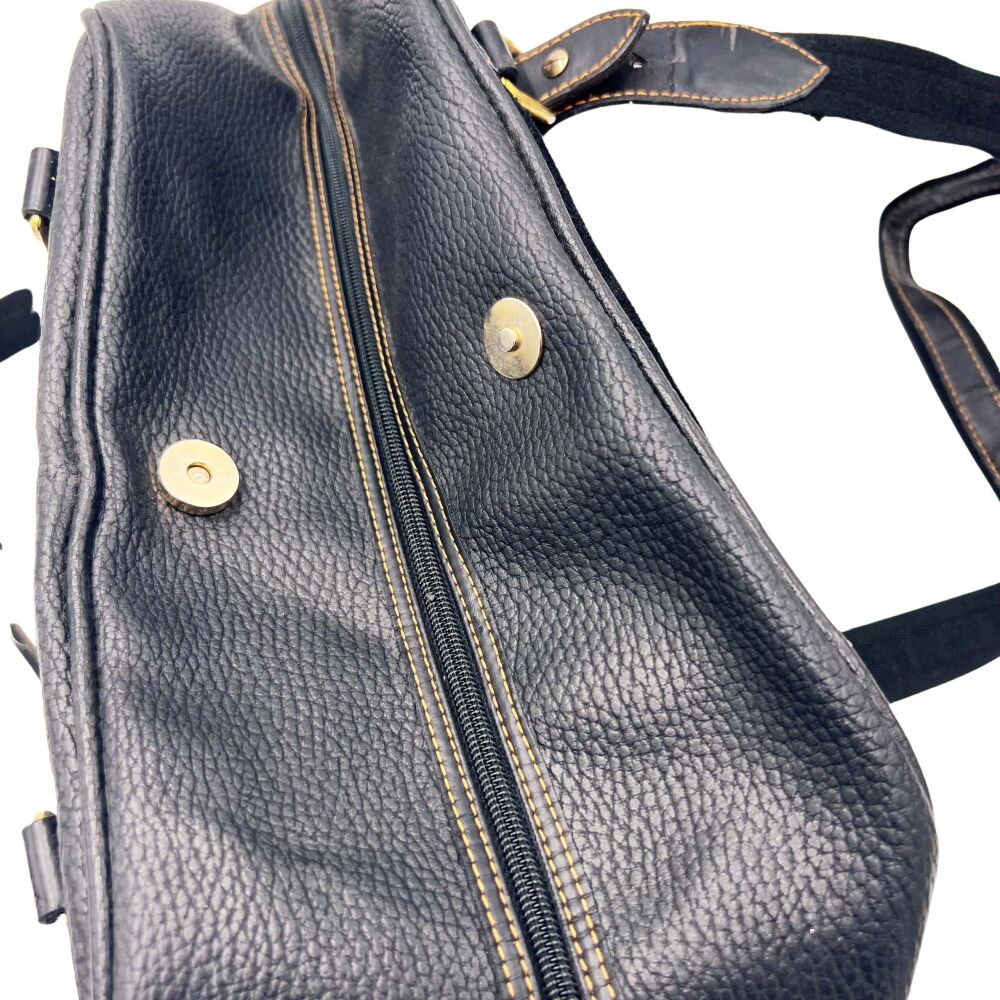 Sac à main en cuir noir et velours