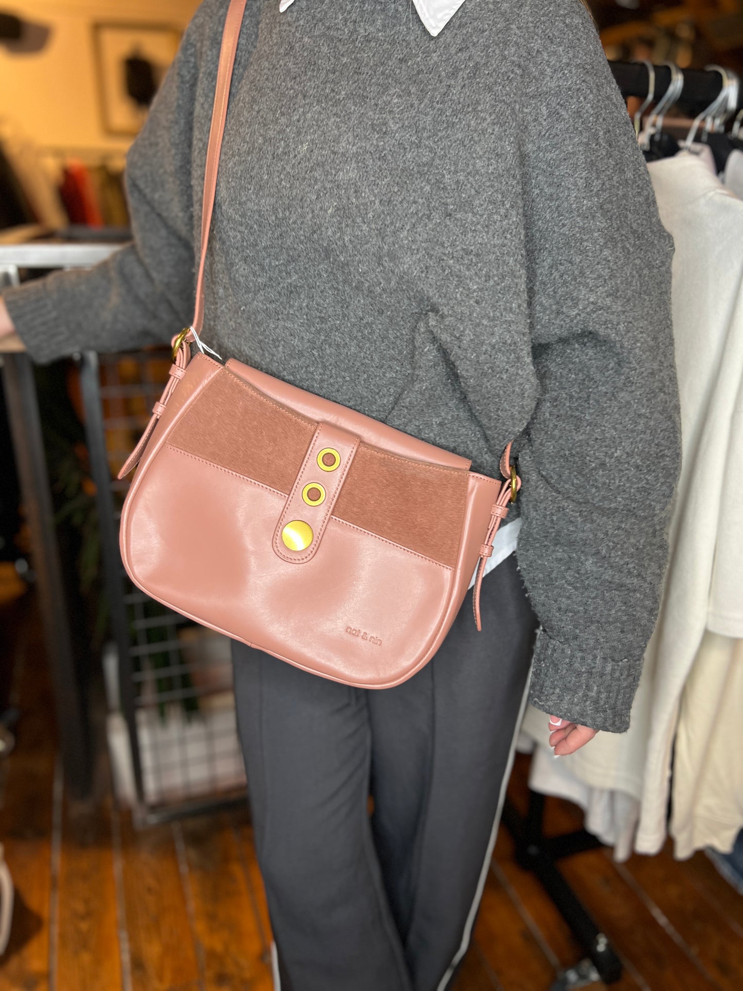 Sac besace à bandoulière rose