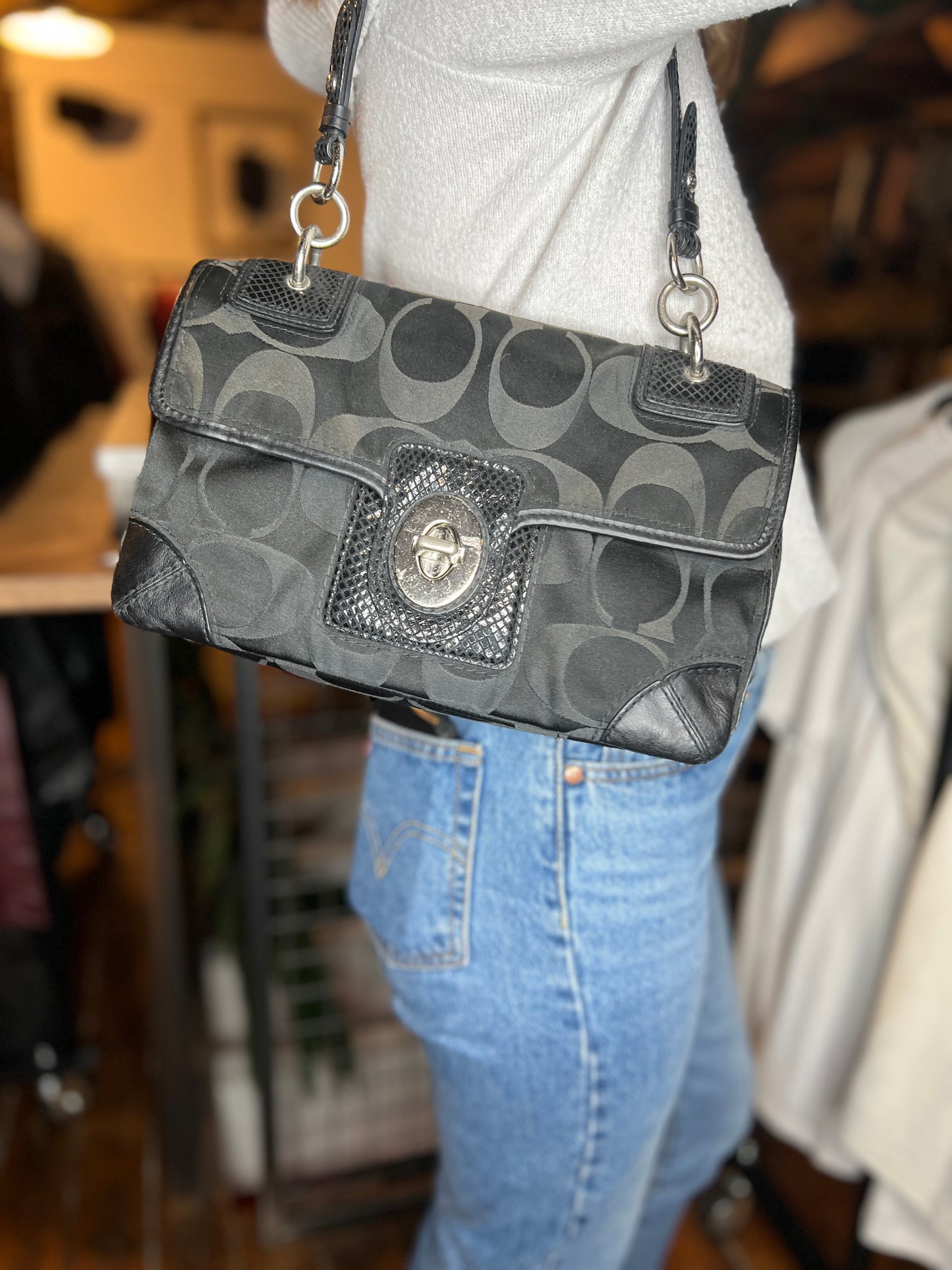 Sac porté épaule noir en toile