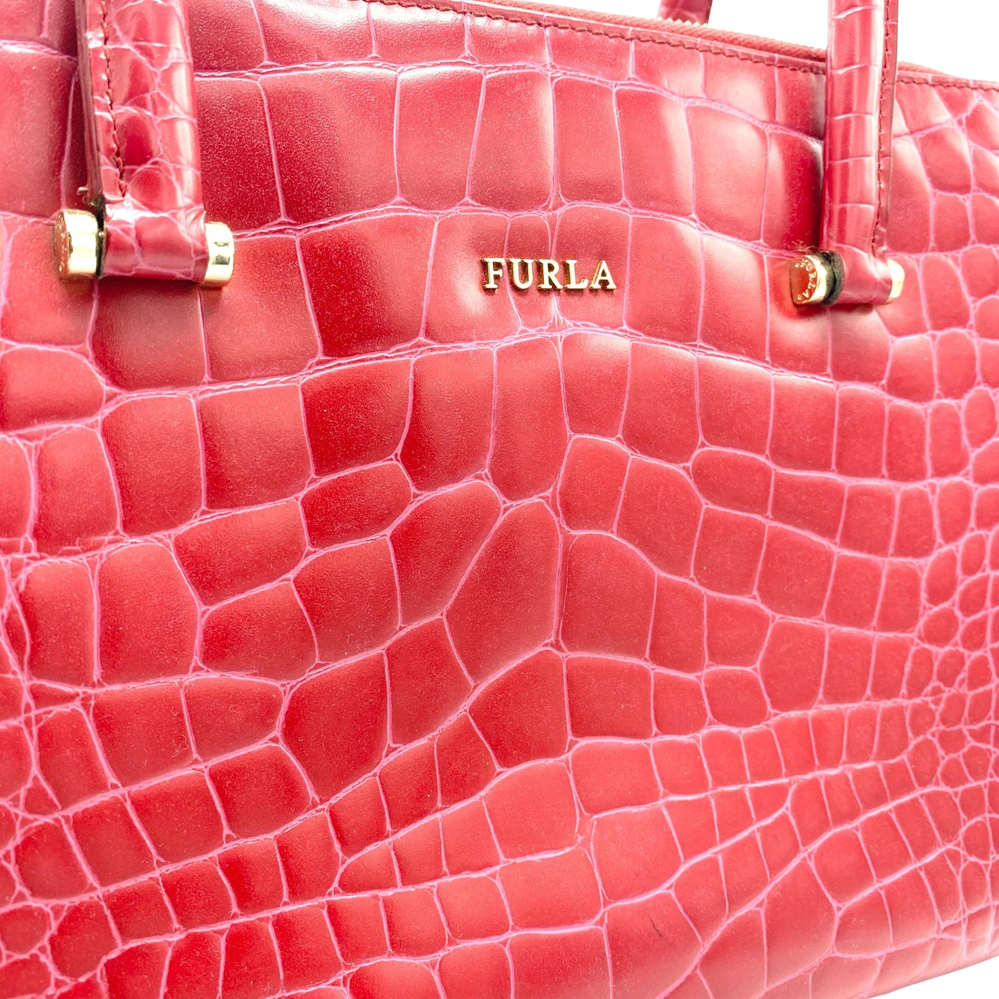 Sac à main rouge effet croco