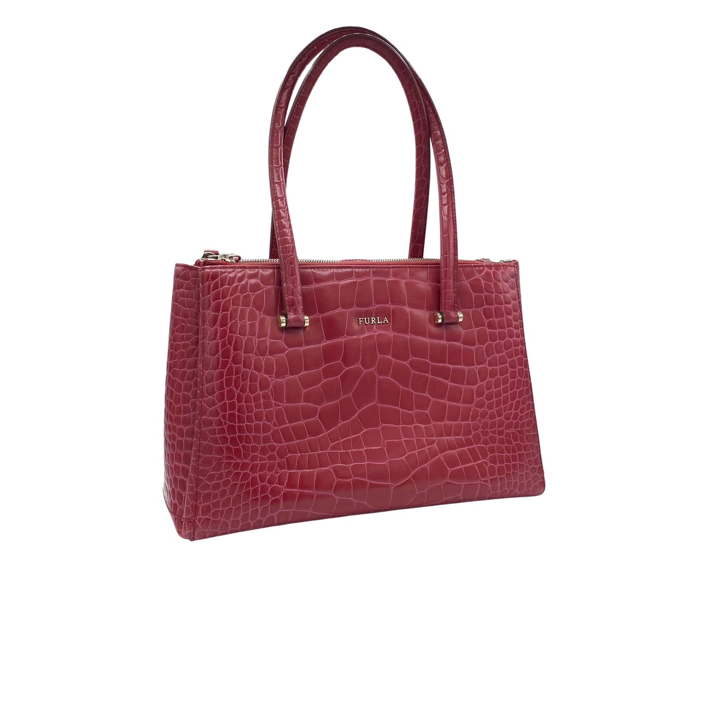 Sac à main rouge effet croco