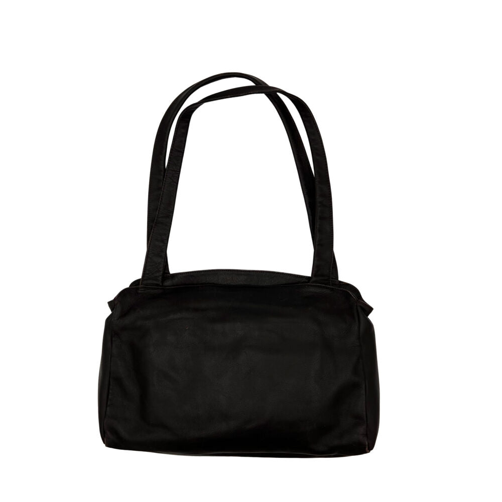 Sac à main noir avec poche triangulaire
