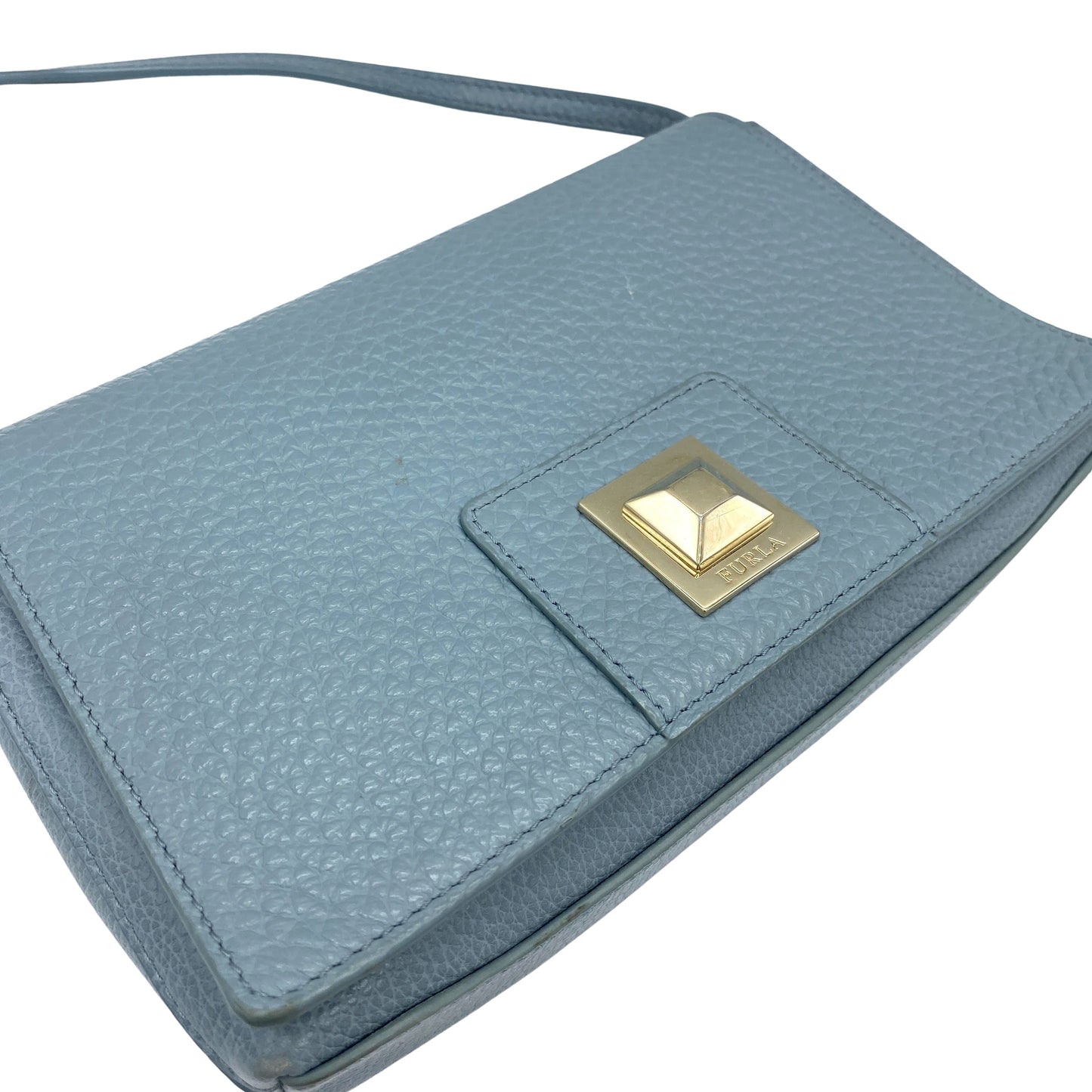 Sac porté épaule en cuir bleu