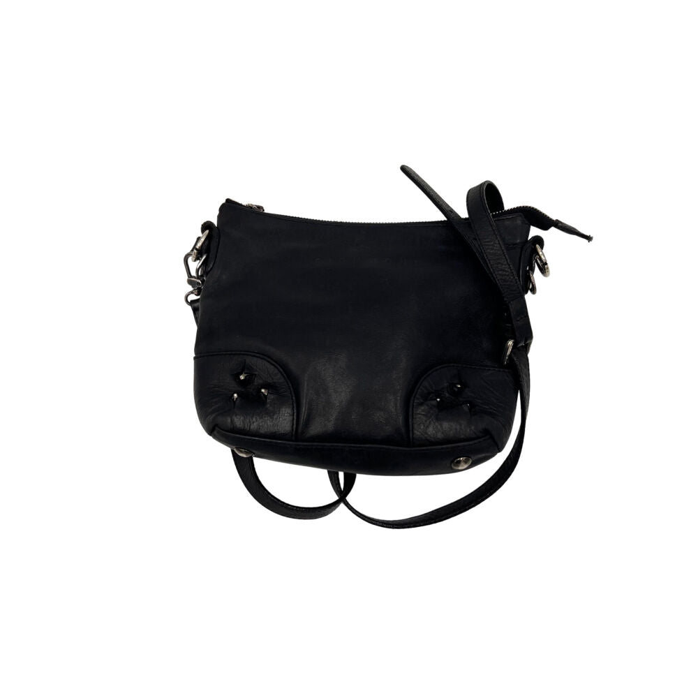 Sac à bandoulière en cuir avec détails sur les coins