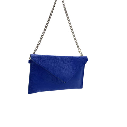 Sac porté épaule en cuir bleu