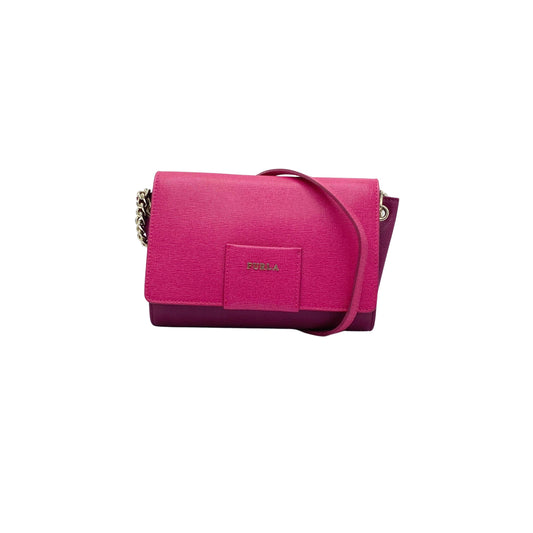 Sac à bandoulière en cuir rose fuchsia