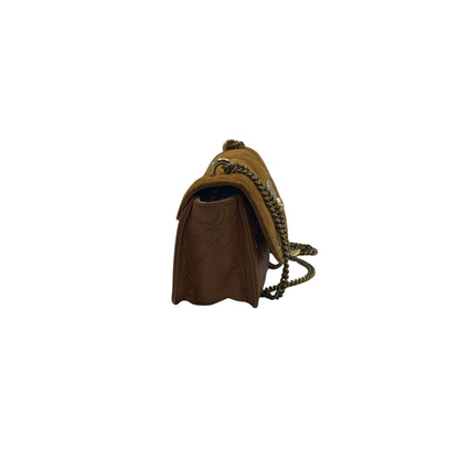 Sac à bandoulière Lois en cuir et daim marron